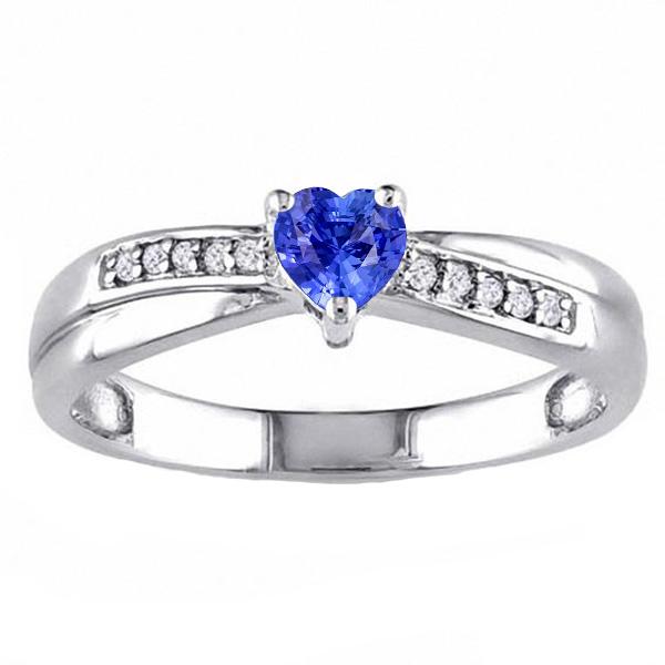 Diamond Ring Heart Shaped Ceylon Sapphire 1.50 Carats Women’s Jewelry - Gemstone Ring-harrychadent.ca