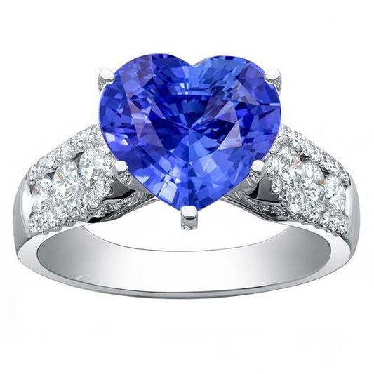 Diamond Ring Heart Shaped Light Blue Sapphire Jewelry 5.50 Carats - Gemstone Ring-harrychadent.ca