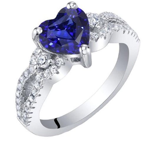 Diamond Ring Heart Sri lankan Sapphire 3.50 Carats Twisted Shank - Gemstone Ring-harrychadent.ca