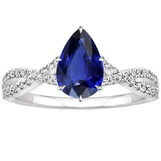Diamond Ring Infinity Style With Accents Blue Sapphire 3.50 Carats - Gemstone Ring-harrychadent.ca