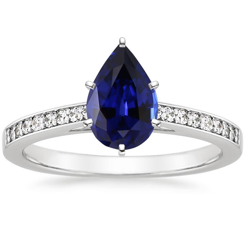 Diamond Ring Solitaire Pear Ceylon Sapphire With Accents 7.25 Carats - Gemstone Ring-harrychadent.ca