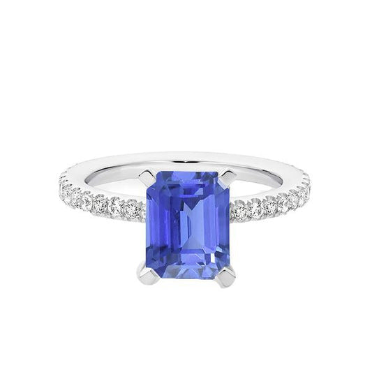 Diamond Solitaire Emerald Light Blue Sapphire Engagement Ring 3 Carats - Gemstone Ring-harrychadent.ca