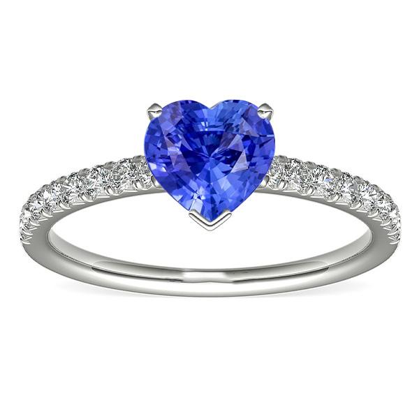 Diamond Solitaire Ring With Accents Heart Sri Lankan Sapphire 3 Carats - Gemstone Ring-harrychadent.ca