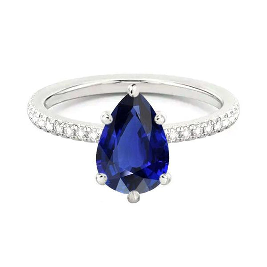 Diamond Solitaire Wedding Ring Blue Sapphire With Accents 3.50 Carats - Gemstone Ring-harrychadent.ca