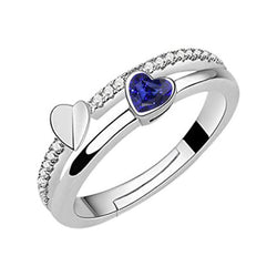 Diamond Wedding Ring Set Heart Blue Sapphire 2 Carats Ladies Jewelry