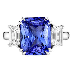 Emerald Natural Earth Mined Diamond Jewelry 3 Stone Ring Radiant Sapphire 5.50 Carats