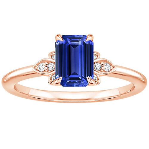 Emerald Rose Gold 14K Ring Ceylon Sapphire & Diamond 3.50 Carats - Gemstone Ring-harrychadent.ca