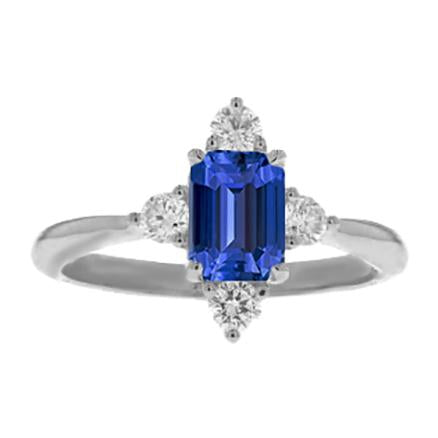 Emerald Sapphire Diamond Ring 5 Stone White Gold 2 Carats Jewelry - Gemstone Ring-harrychadent.ca