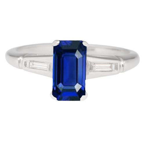 Emerald Sapphire Three Stone Ring Small Baguette Diamonds 2.75 Carats - Gemstone Ring-harrychadent.ca