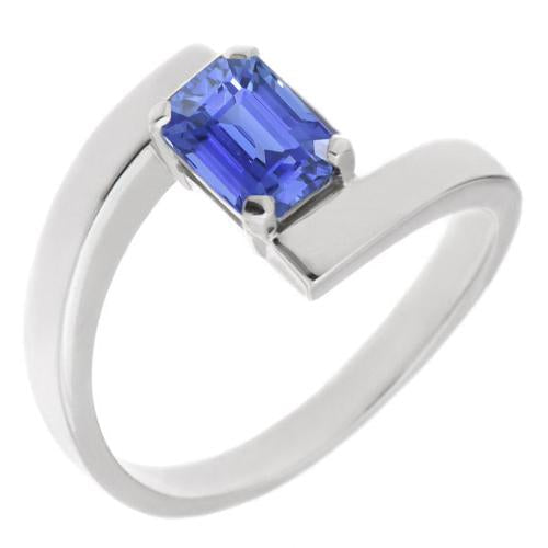 Emerald Solitaire Ceylon Sapphire Ring Tension Style 1.50 Carats - Gemstone Ring-harrychadent.ca