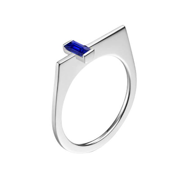 Emerald Solitaire Fancy Ring 1 Carat Ceylon Sapphire Bar Set Gold 14K - Gemstone Ring-harrychadent.ca
