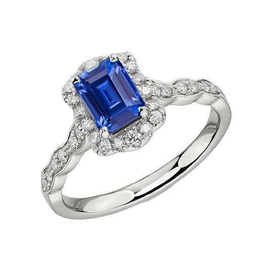 Emerald Solitaire Sapphire Ring With Accents Flower Style 3 Carats - Gemstone Ring-harrychadent.ca