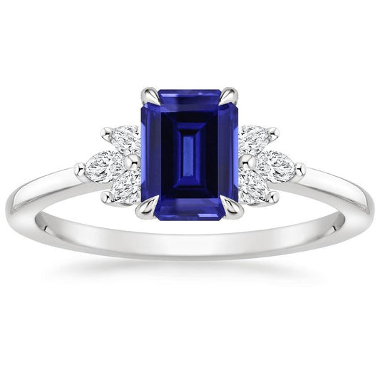 Emerald Sri Lankan Sapphire Diamond Engagement Ring 2.50 Carats - Gemstone Ring-harrychadent.ca
