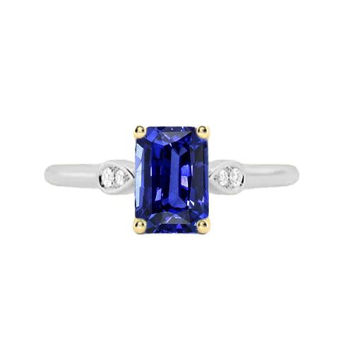 Engagement 5 Stone Emerald Blue Sapphire Ring Diamonds 2.25 Carats - Gemstone Ring-harrychadent.ca