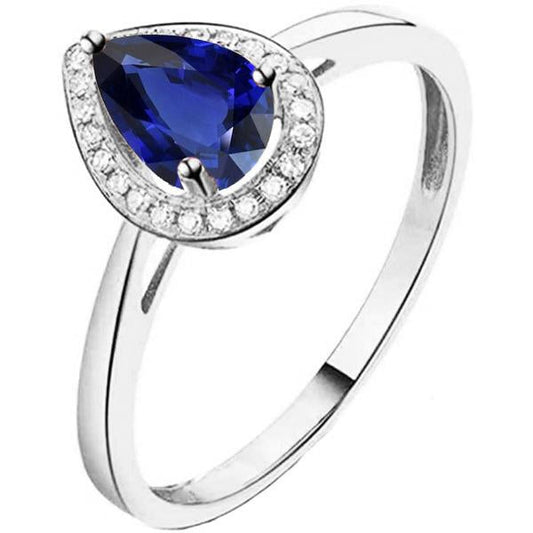 Engagement Halo Srilanka Sapphire Ring & Diamonds 3.50 Carats - Gemstone Ring-harrychadent.ca