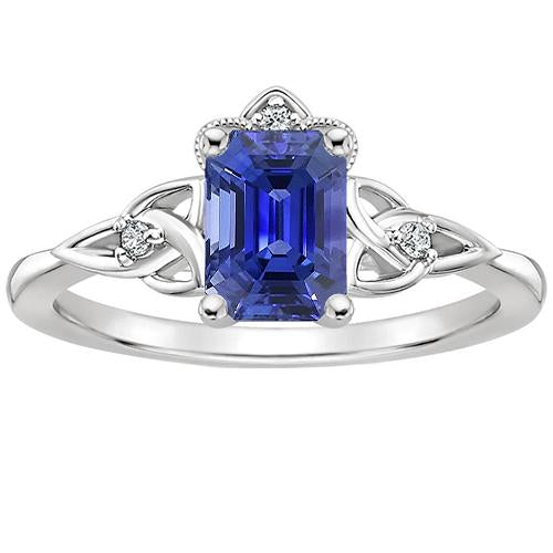 Engagement Ring 4 Stones Emerald Blue Sapphire & Diamond 3.25 Carats - Gemstone Ring-harrychadent.ca