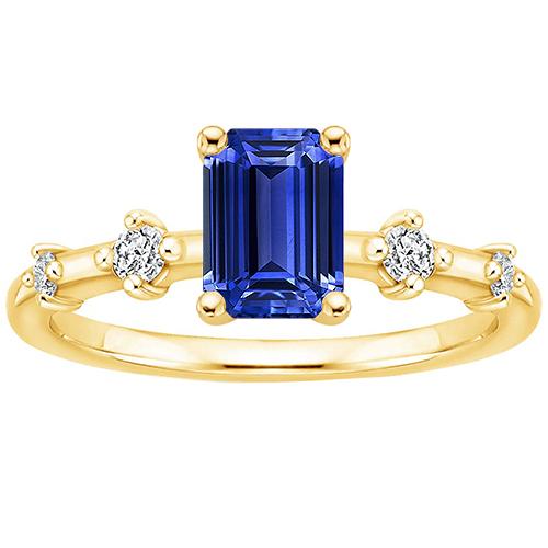 Engagement Ring 5 Stones Emerald Blue Sapphire & Diamond 3.50 Carats - Gemstone Ring-harrychadent.ca