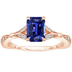 Engagement Ring Accents Stone Radiant Blue Sapphire & Diamond 4 Carats