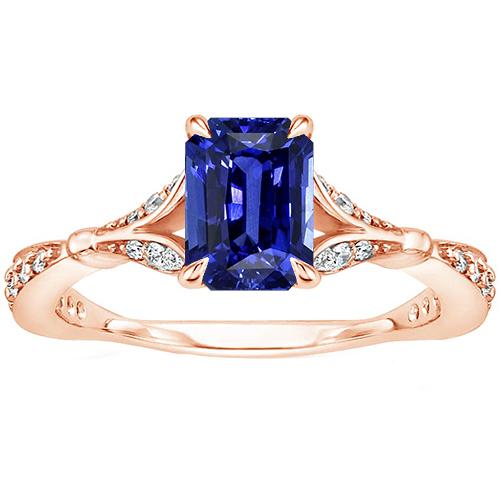 Engagement Ring Accents Stone Radiant Blue Sapphire & Diamond 4 Carats - Gemstone Ring-harrychadent.ca