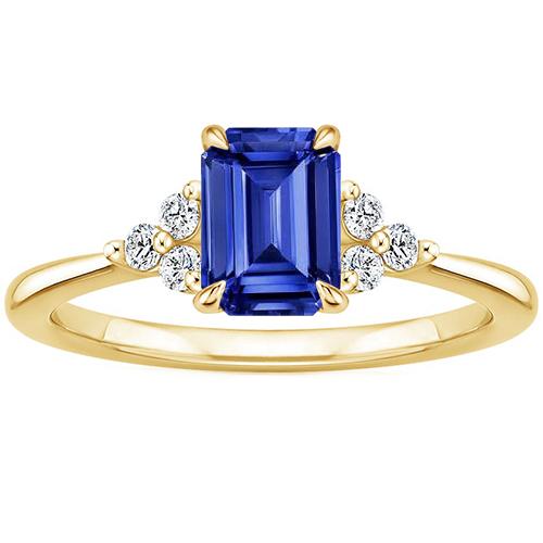 Engagement Ring Floral Style Blue Sapphire & Diamond 3.50 Carats - Gemstone Ring-harrychadent.ca