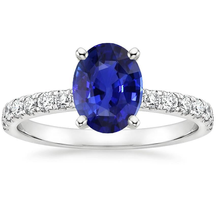 Engagement Ring Oval Sri Lankan Sapphire & Diamond Accents 4.25 Carats - Gemstone Ring-harrychadent.ca