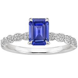 Engagement Ring Twist Style Blue Sapphire & Natural Earth Mined Diamond 4.50 Carats