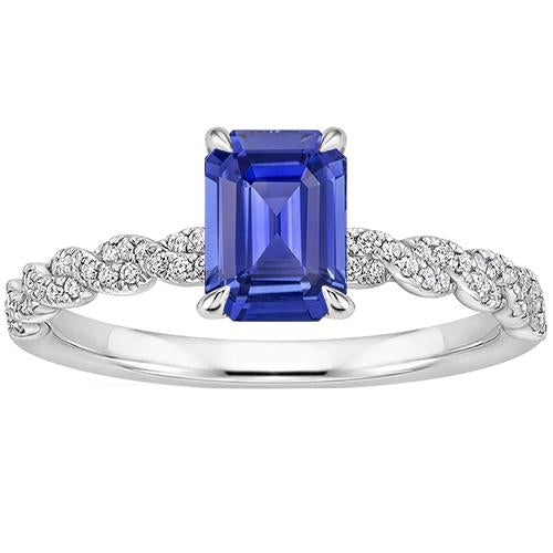 Engagement Ring Twist Style Blue Sapphire & Diamond 4.50 Carats - Gemstone Ring-harrychadent.ca