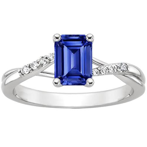 Engagement Ring with Side Stones Blue Sapphire & Diamond 3.25 Carats - Gemstone Ring-harrychadent.ca