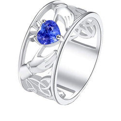 Engagement Solitaire Ring Heart Vintage Style Blue Sapphire 1 Carats