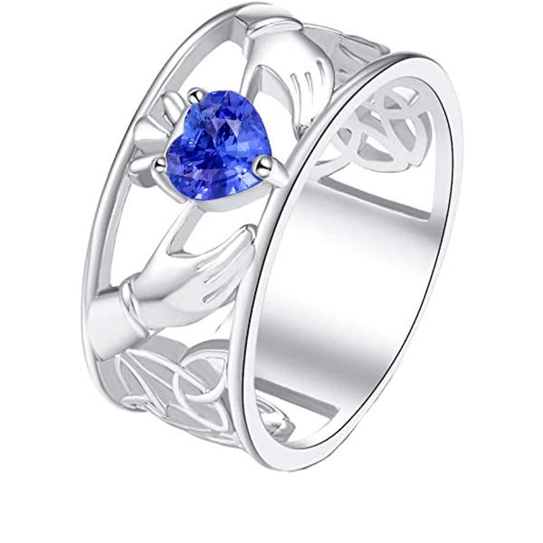 Engagement Solitaire Ring Heart Vintage Style Blue Sapphire 1 Carats - Gemstone Ring-harrychadent.ca