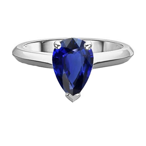 Engagement Solitaire Ring Pear Cut Sri Lankan Sapphire 2 Carats - Gemstone Ring-harrychadent.ca