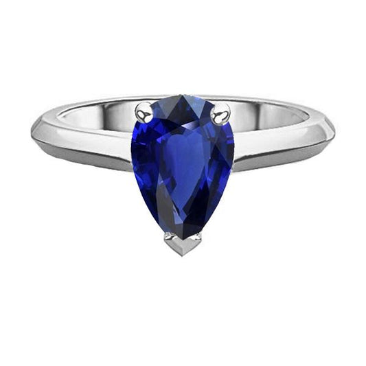 Engagement Solitaire Ring Pear Cut Sri Lankan Sapphire 2 Carats - Gemstone Ring-harrychadent.ca