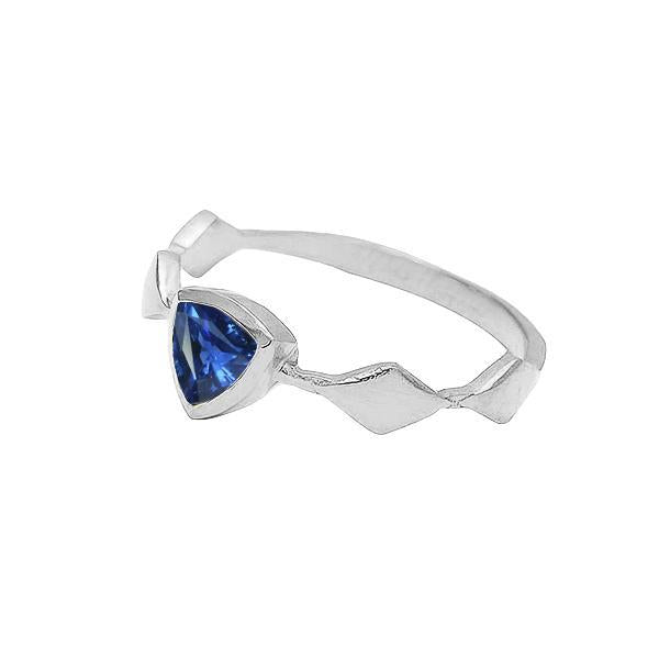 Engagement Solitaire Ring Trillion Bezel Set Blue Sapphire 1 Carat - Gemstone Ring-harrychadent.ca