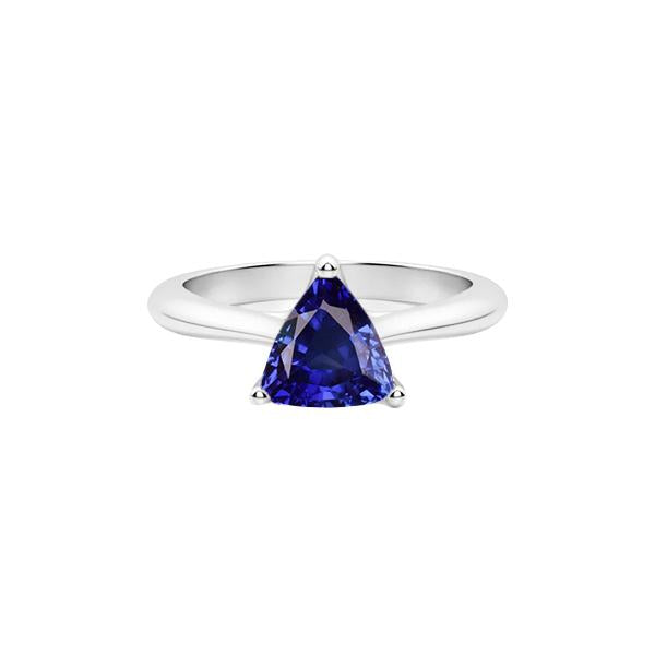 Engagement Solitaire Ring Trillion Shaped Deep Blue Sapphire 1 Carat - Gemstone Ring-harrychadent.ca