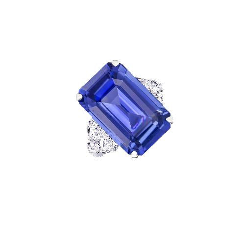 Engagement Three Stone Ring Emerald Ceylon Sapphire 3.50 Carats - Gemstone Ring-harrychadent.ca