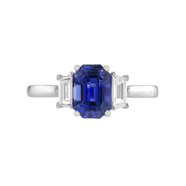 Engagement Three Stone Ring Emerald Sri Lankan Sapphire 2.50 Carats - Gemstone Ring-harrychadent.ca