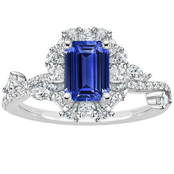 Flower Style Ring Emerald Sri Lankan Sapphire & Natural Earth Mined Diamond 5 Carats