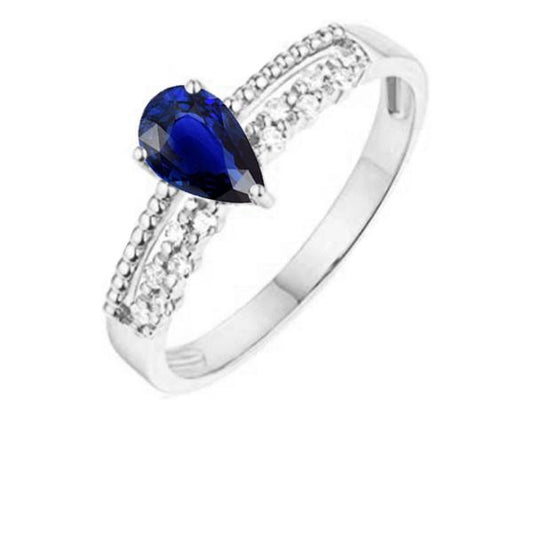 Gemstone Anniversary Ring Blue Sapphire & Diamonds 2.50 Carats - Gemstone Ring-harrychadent.ca