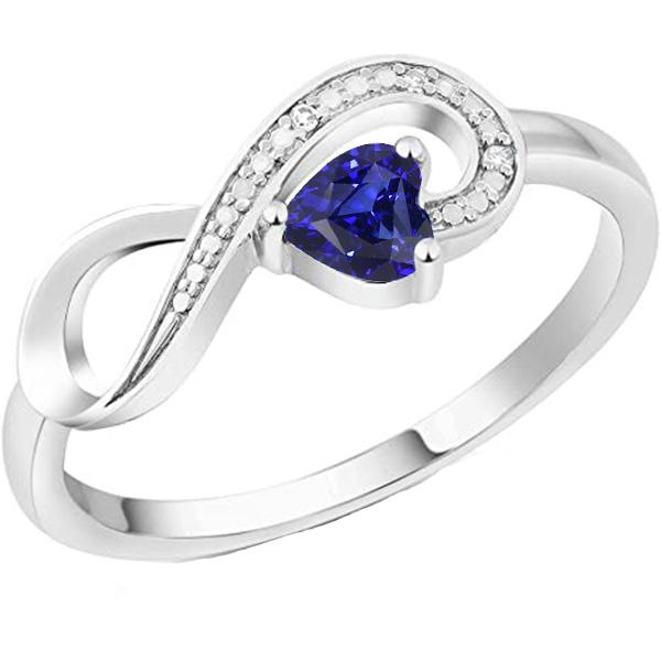 Gemstone Blue Sapphire Ring Diamonds Infinity Style 1.25 Carats - Gemstone Ring-harrychadent.ca