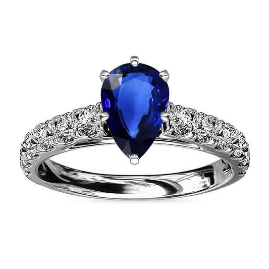Gemstone Ceylon Sapphire Engagement Ring & Diamonds 3 Carats Gold - Gemstone Ring-harrychadent.ca