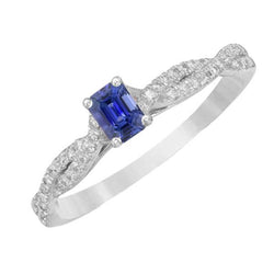 Gemstone Ceylon Sapphire Ring Twisted Shank & Natural Earth Mined Diamonds 3.50 Carats