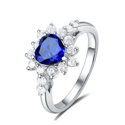 Gemstone Halo Heart Blue Sapphire & Natural Earth Mined Diamond Ring Star Style 3 Carats