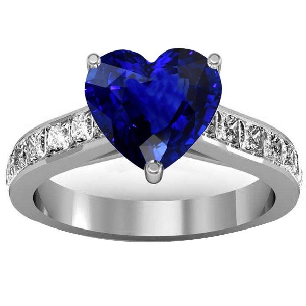 Gemstone Jewelry Blue Sapphire Heart Engagement Ring Gold 4.50 Carats - Gemstone Ring-harrychadent.ca