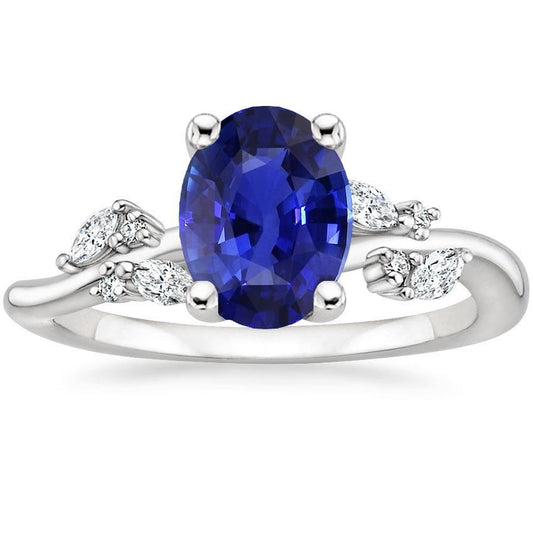 Gemstone Jewelry Blue Sapphire Ring & Diamonds 4.50 Carats - Gemstone Ring-harrychadent.ca