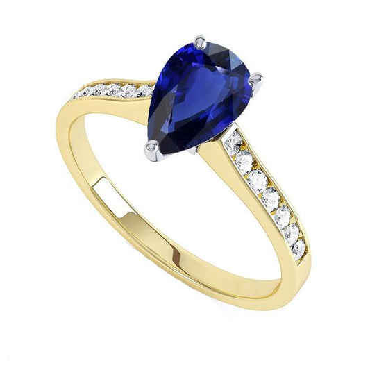 Gemstone Jewelry Ceylon Sapphire Ring Channel Set Diamonds 4 Carats - Gemstone Ring-harrychadent.ca