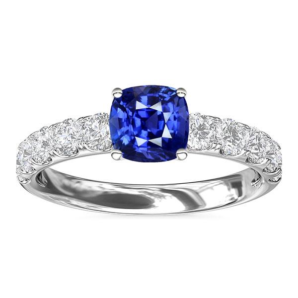 Gemstone Jewelry Cushion Ceylon Sapphire Ring 3 Carats Diamonds - Gemstone Ring-harrychadent.ca