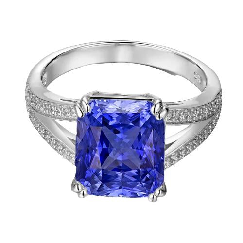 Gemstone Jewelry Cushion Sapphire Ring 4 Carats Split Shank Jewelry - Gemstone Ring-harrychadent.ca