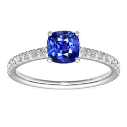 Gemstone Jewelry Cushion Sapphire Ring Accented Natural Earth Mined Diamonds 3 Carats