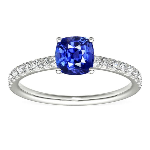 Gemstone Jewelry Cushion Sapphire Ring Accented Diamonds 3 Carats - Gemstone Ring-harrychadent.ca