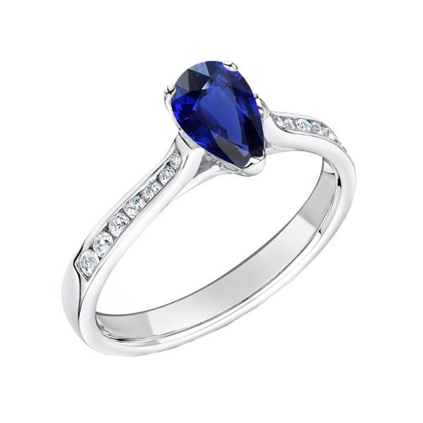 Gemstone Jewelry Engagement Ring Pear Blue Sapphire 2 Carats - Gemstone Ring-harrychadent.ca